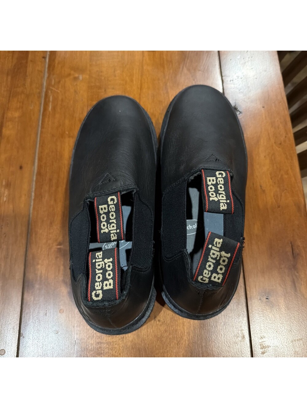 Georgia Boot Black Slip-On Work Shoes Size 9